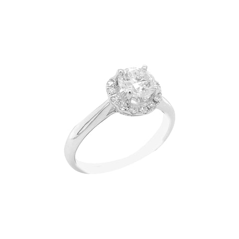 14K White Gold 1.26TDW Canadian Diamond Solitaire Halo Ring
