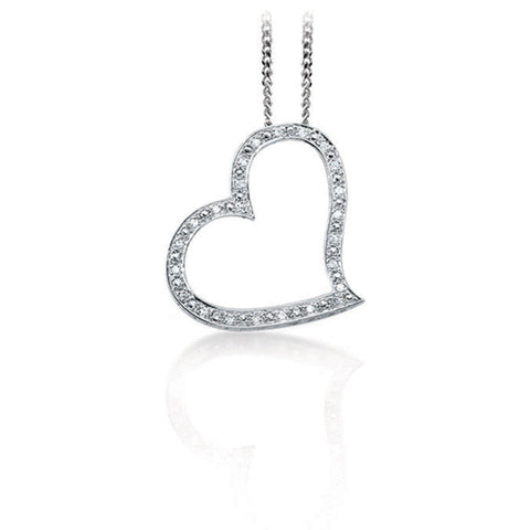 0.04CT Sparkling Heart Pendant Necklace in 10K White Gold and Diamonds