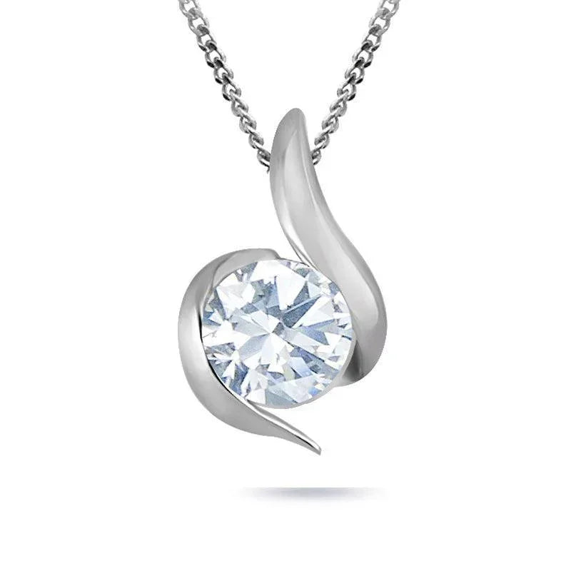 0.085CT Diamond With 10K White Gold Solitare Pendant