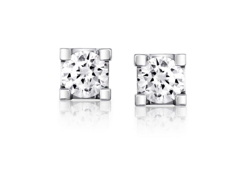 Canadian Diamond 0.33ct Solitaire Earrings in Four Claw Setting Set in 14K White Gold