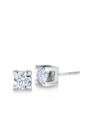 Canadian Diamond 0.40ct Solitaire Earrings in Four Claw Setting Set in 14K White Gold