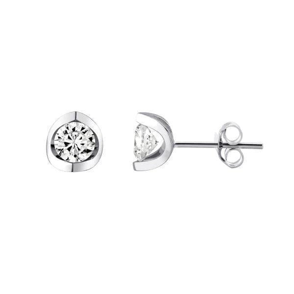Canadian Diamond 0.70ct Solitaire Earrings in Tension Set in 14K White Gold
