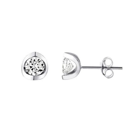 Canadian Diamond 0.15ct Solitaire Earrings in Tension Set in 14K White Gold