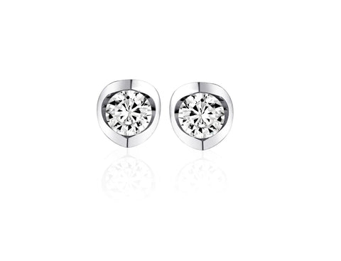 Canadian Diamond 0.15ct Solitaire Earrings in Tension Set in 14K White Gold