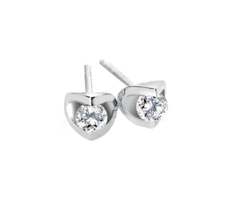 Canadian Diamond 0.30ct Solitaire Earrings in Tension Set in 14K White Gold