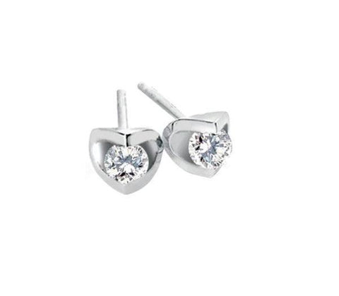 Canadian Diamond 0.40ct Solitaire Earrings in Tension Set in 14K White Gold