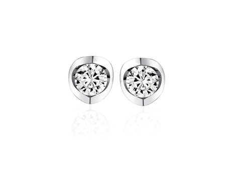 Canadian Diamond 0.40ct Solitaire Earrings in Tension Set in 14K White Gold
