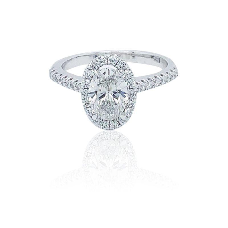 14K 1.46TDW Oval Lab Grown Diamond Halo Engagement Ring
