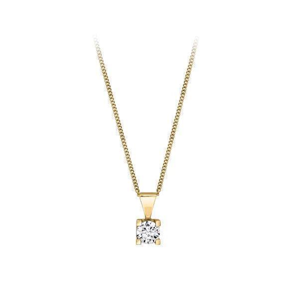 Canadian Diamond 0.20ct Solitaire Pendant in Four Claw Setting Set in 14K Yellow Gold