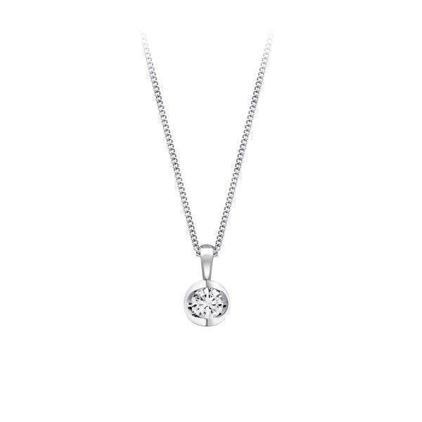 Canadian Diamond 0.10ct Solitaire Pendant in Tension Set in 14K White Gold