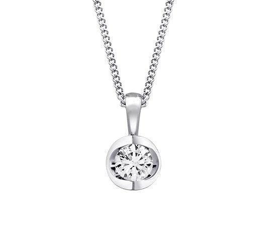 Canadian Diamond 0.15ct Solitaire Pendant in Tension Set in 14K White Gold