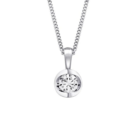 Canadian Diamond 0.10ct Solitaire Pendant in Tension Set in 14K White Gold
