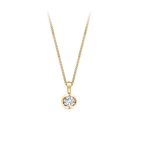 Canadian Diamond 0.15ct Solitaire Pendant in Tension Set in 14K Yellow Gold