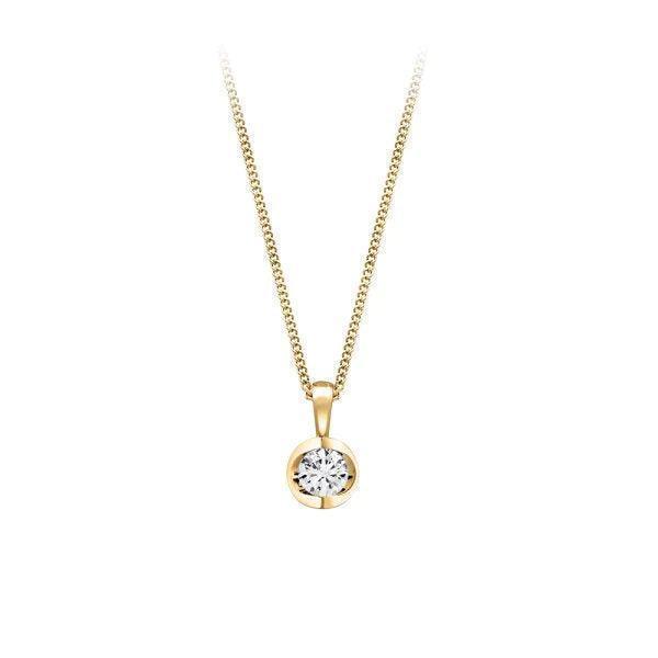 Canadian Diamond 0.20ct Solitaire Pendant in Tension Set in 14K Yellow Gold