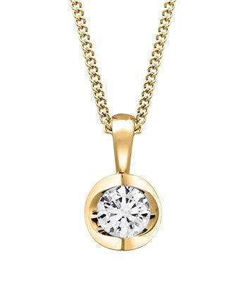Canadian Diamond 0.25ct Solitaire Pendant in Tension Set in 14K Yellow Gold