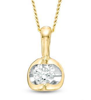 Canadian Diamond 0.40ct Solitaire Pendant in Tension Set in 14K Yellow Gold