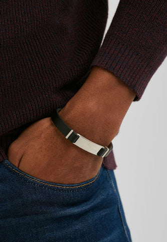 Hugo Boss Jewellery Mens Black Leather Urbanite Bracelet 1580044M