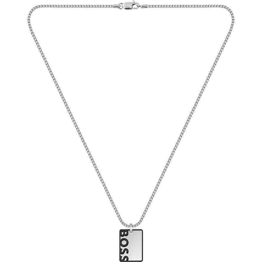 Hugo Boss Jewellery Mens Stainless Steel Reversible Dog Tag Necklace 1580302