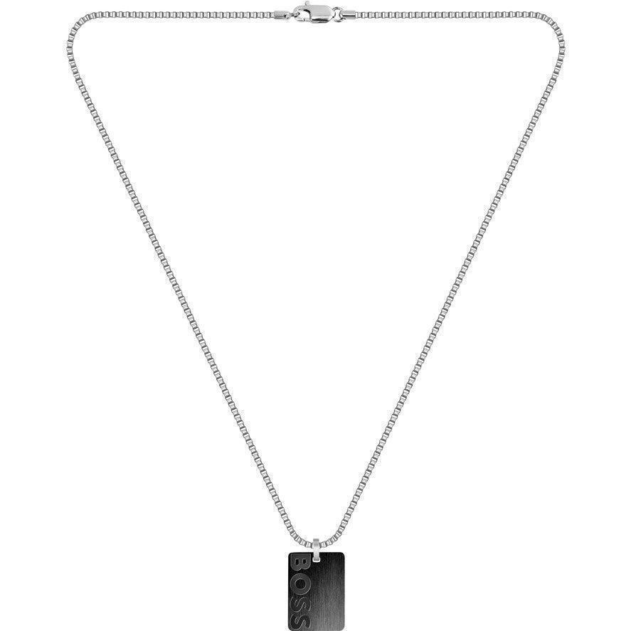 Hugo Boss Jewellery Men's Stainless Steel Reversible Dog Tag Necklace 1580302