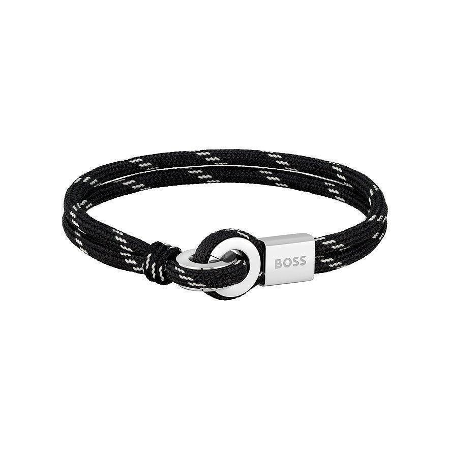 Hugo Boss Jewellery Mens Black Cord Bracelet 1580469M