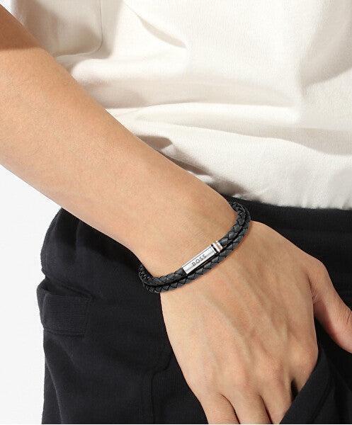 Hugo Boss Jewellery Mens Ares Black Braided Double Leather Bracelet 1580489M
