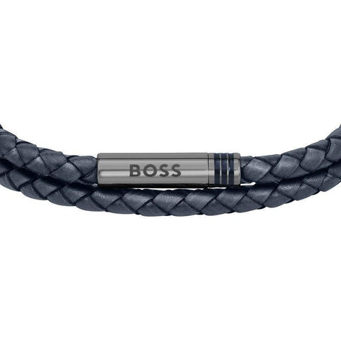 Hugo Boss Jewellery Men's Ares Blue Braided Double Leather Bracelet 1580494M