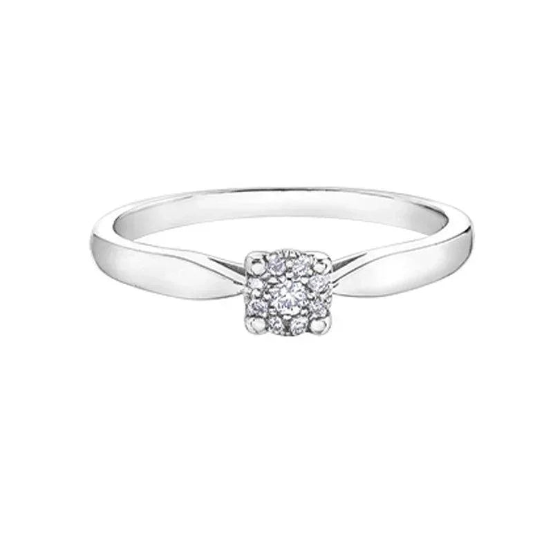 Elegant 0.08TDW Diamond Illusion Ring in 10K White Gold