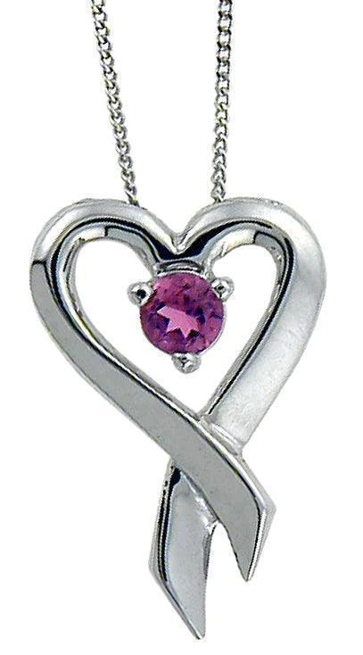 10K White Gold And Pink Topaz Heart Pendant
