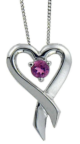 10K White Gold And Pink Topaz Heart Pendant