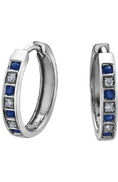 10K White Gold Sapphire &amp; Diamond Earring 20011