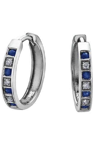 10K White Gold Sapphire & Diamond Earring 20011