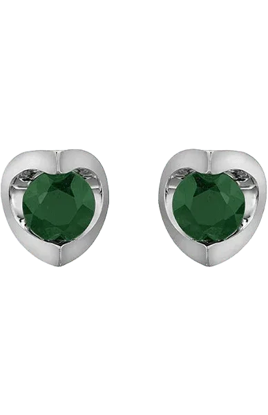 10K White Gold Emerald Earring 20014