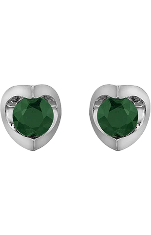 10K White Gold Emerald Earring 20014