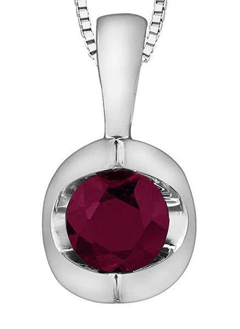 10K White Gold Ruby Solitaire Pendant