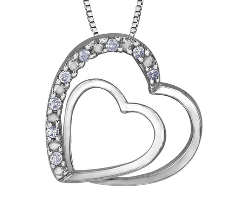 10K White Gold 0.05TDW Diamond Heart Pendant 20029