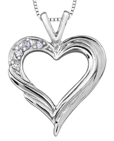 10K White Gold 0.04TDW Diamond Heart Pendant