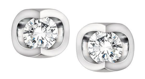 10K White Gold 0.06TDW Diamond Earrings