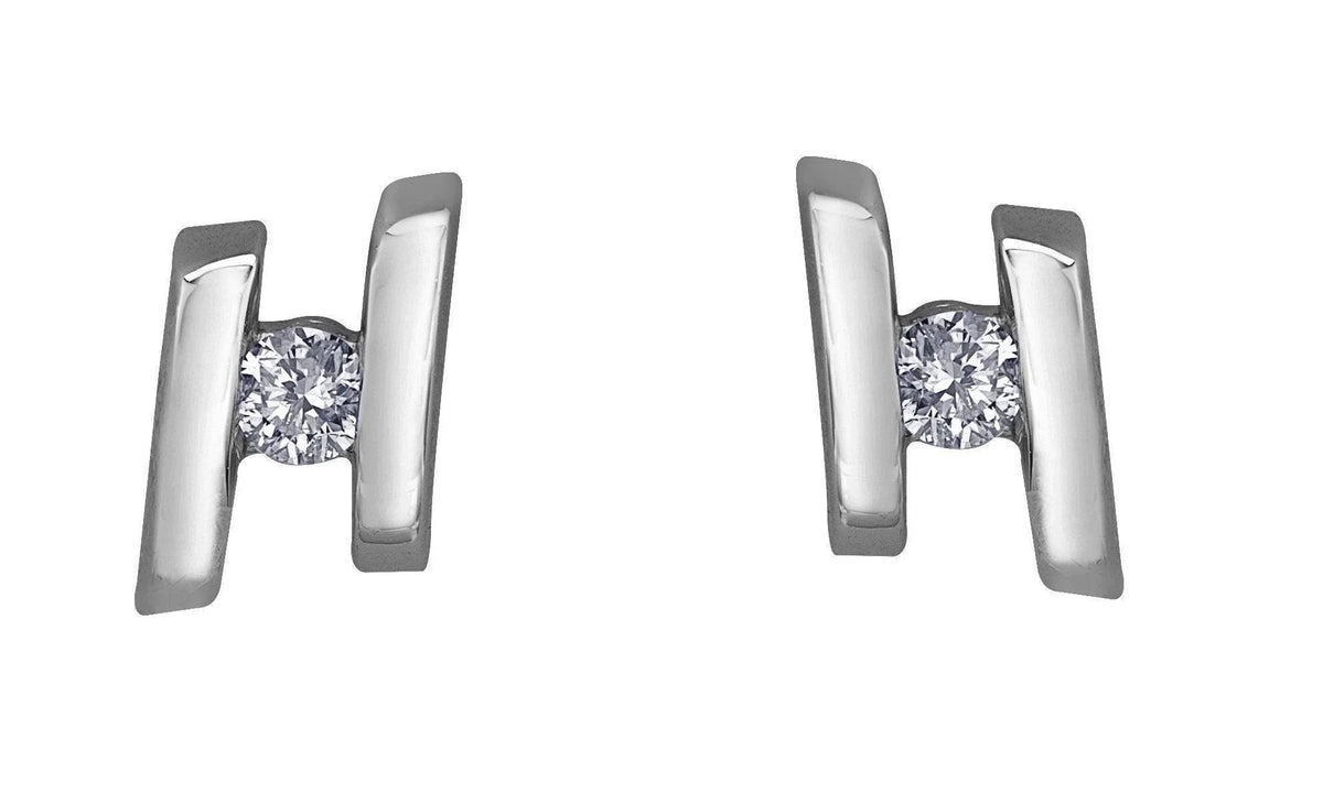 10K White Gold 0.07TDWW Diamond Earrings