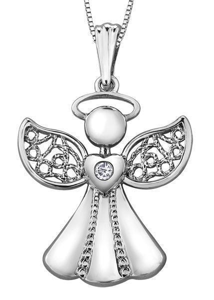 10K White Gold 0.015TD Diamond Pendant