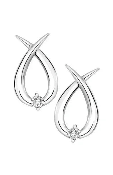 10K White Gold 0.04TDW Diamond Earrings 20080