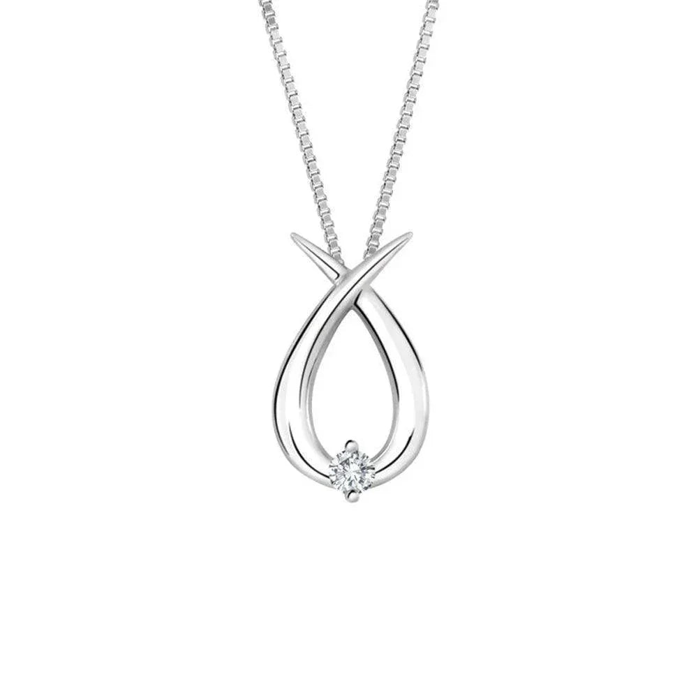 10K White Gold 0.04TDW Diamond Pendant 20081