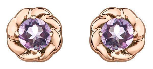 10K Rose Gold Lilac Amethyst Earrings