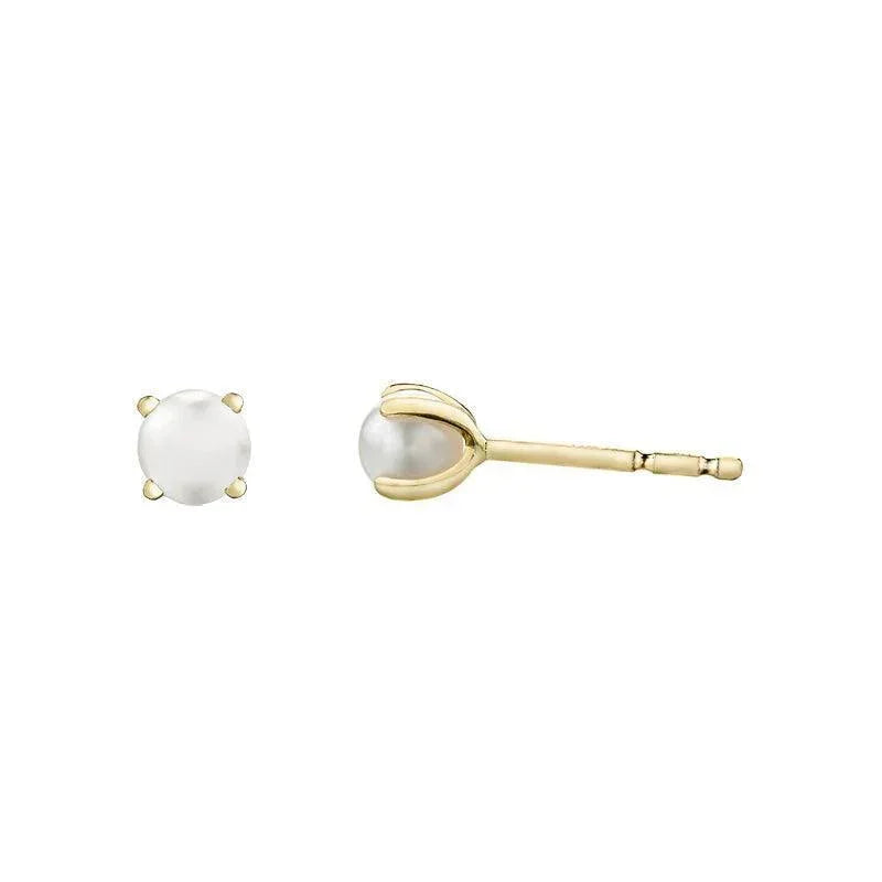 10K Yellow Gold 4mm Pearl Gemstone Earrings