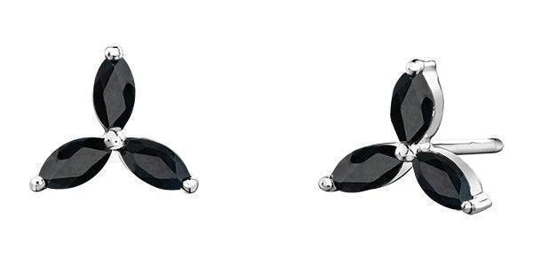 10K White Gold Black Sapphire Earrings