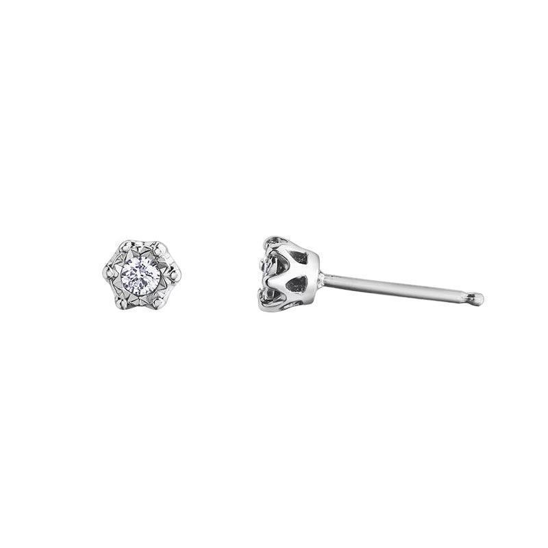 10K White Gold 0.08TDW Diamond Stud Earrings