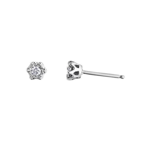 10K White Gold 0.08TDW Diamond Stud Earrings