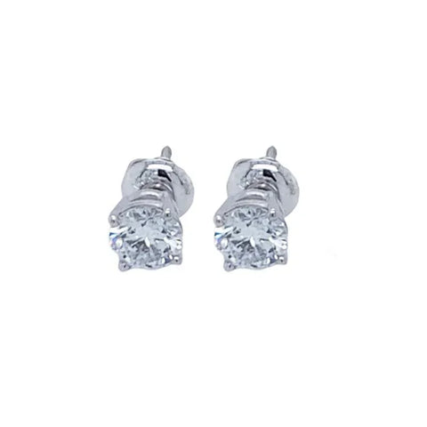 14K White Gold 1.0TDW Lab Grown Round Diamond Solitaire Stud Earrings