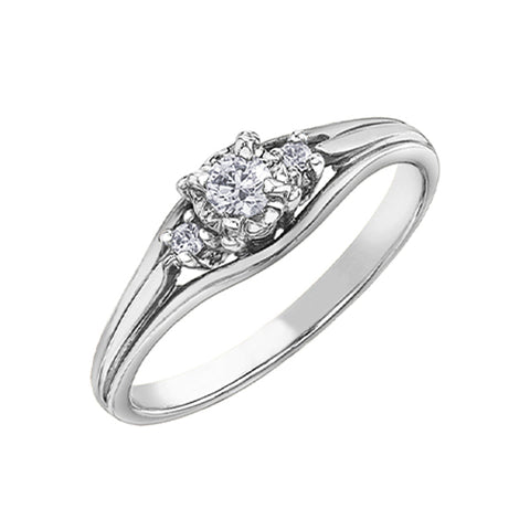 0.18TDW Diamond Engagement Ring in 10K White Gold with Side Diamonds