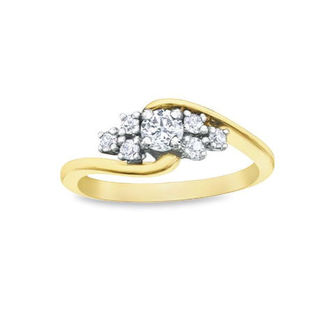 10K Yellow and White Gold 0.41TDW Diamond & 0.23 CT Canadian Diamond Wedding Set