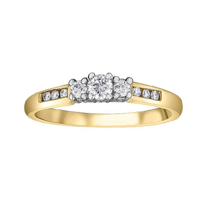 14K Yellow Gold 0.25 Carat Diamond Engagement Ring with 0.11 Carat Center Diamond